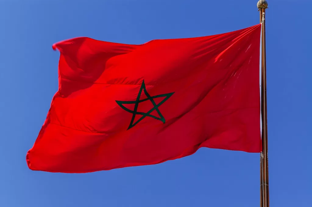 Morocco flag a red flag with a black star on it