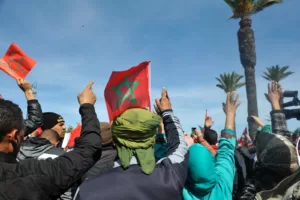 Morocco flag People on the Street