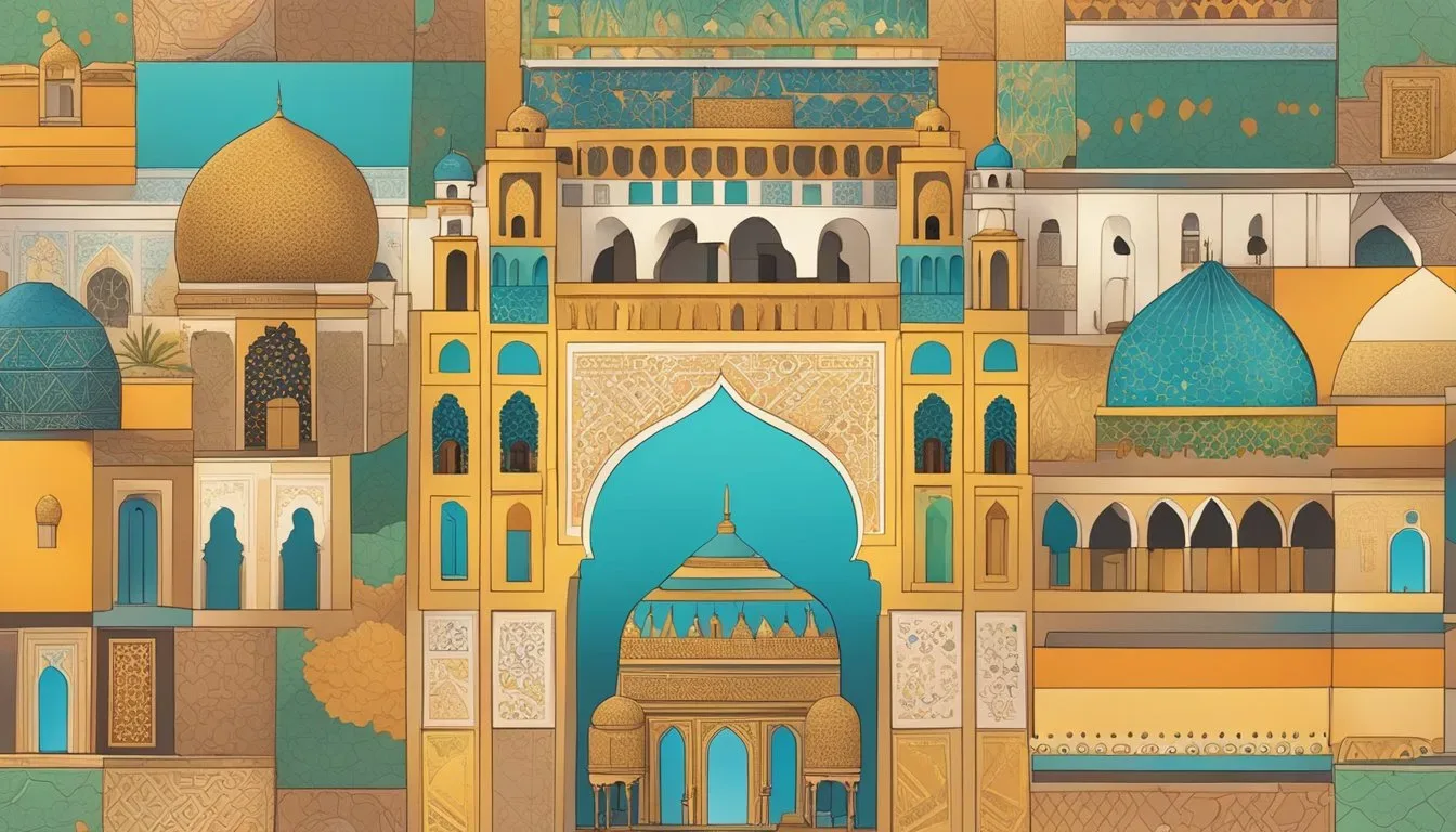 Moroccan landmarks, traditional architecture, and cultural symbols fill the scene, surrounded by vibrant colors and intricate patterns. A map of Morocco and educational tools are displayed, highlighting the country's rich history and contributions to research